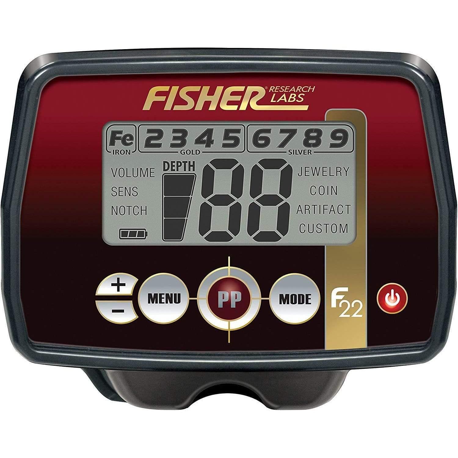 Fisher F22 Metal Detector with 9" Search Coil