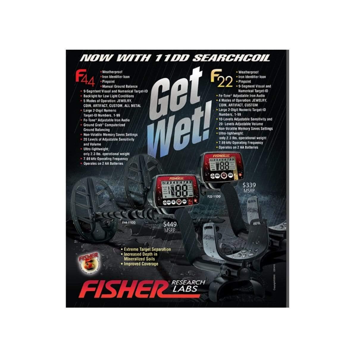 Fisher F44 Metal Detector with 11" Elliptical Coil